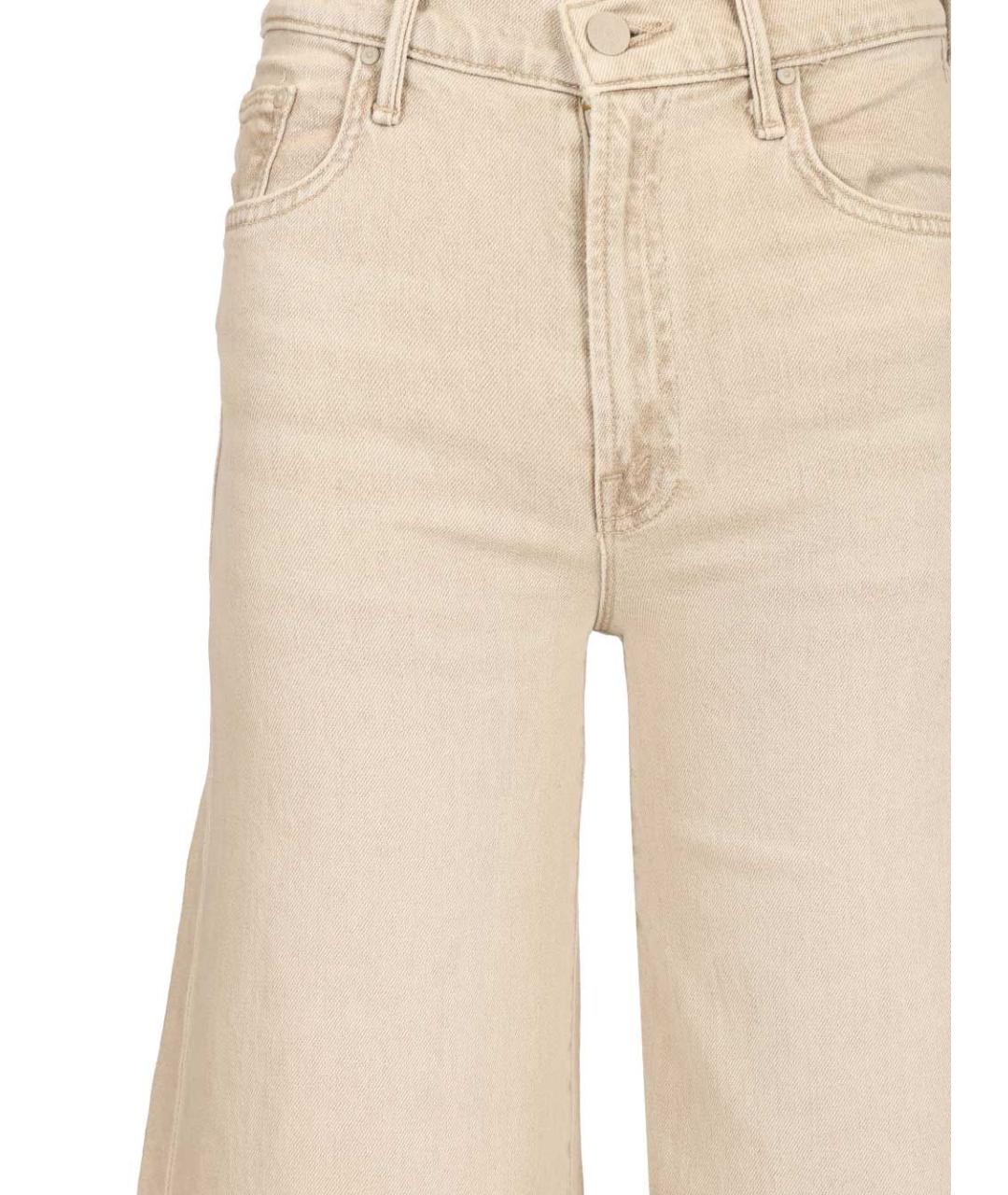MOTHER Бежевые хлопко-эластановые джинсы клеш, фото 4