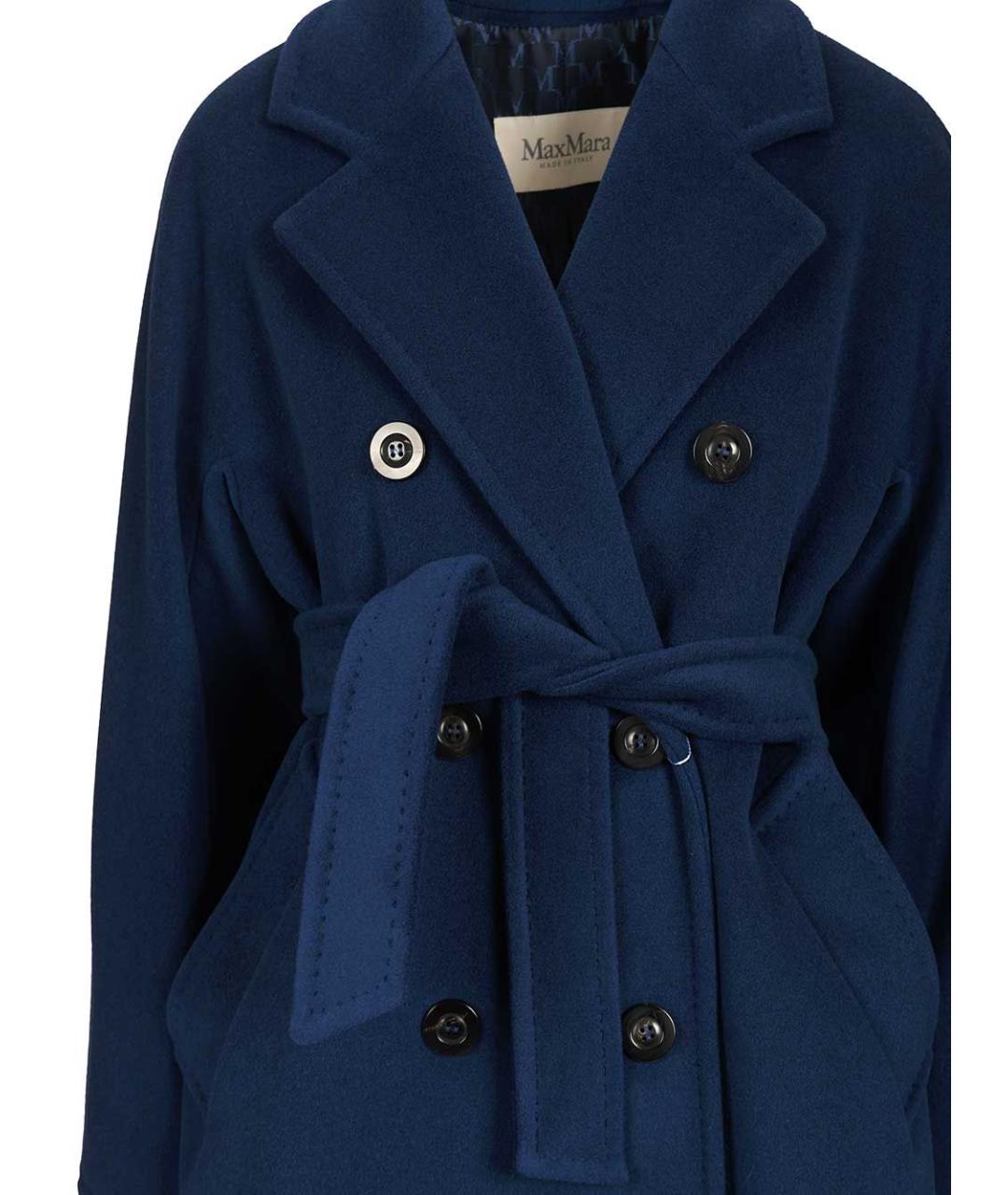MAX MARA Темно-синее шерстяное пальто, фото 4