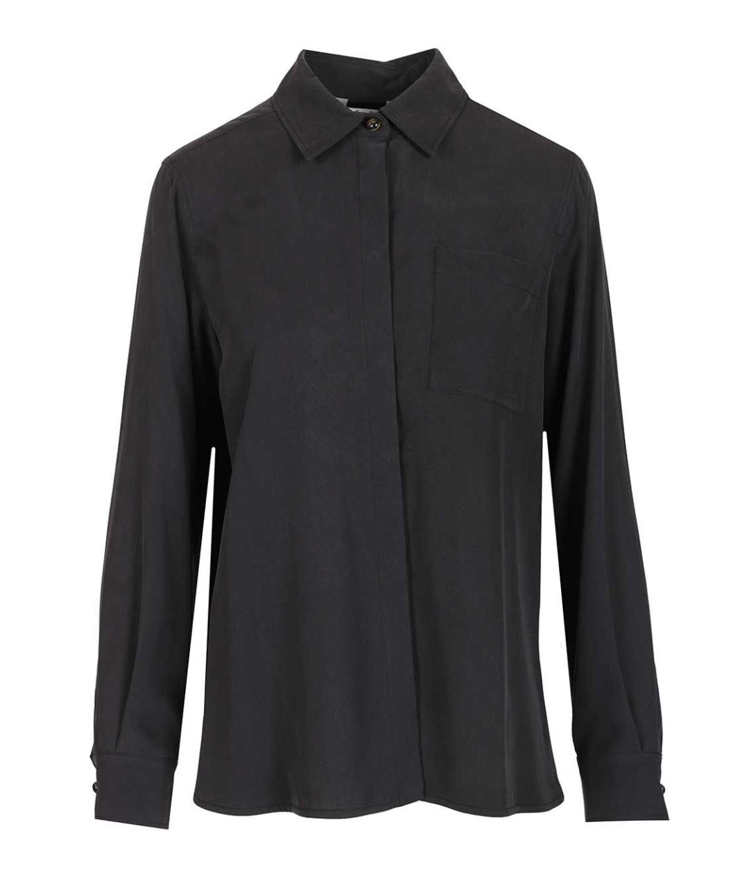 MAX MARA Темно-синяя шелковая рубашка, фото 1