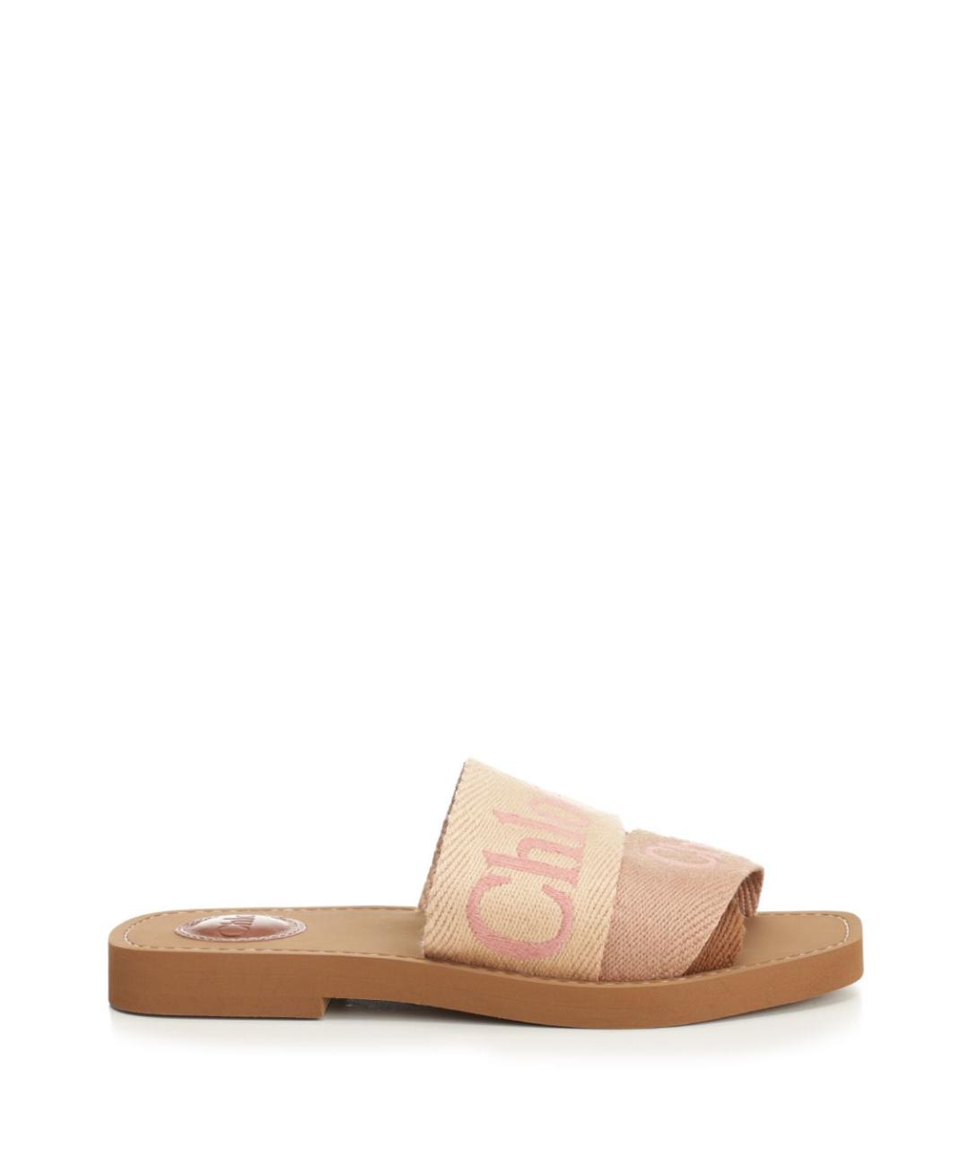 CHLOE Розовые текстильные шлепанцы, фото 1