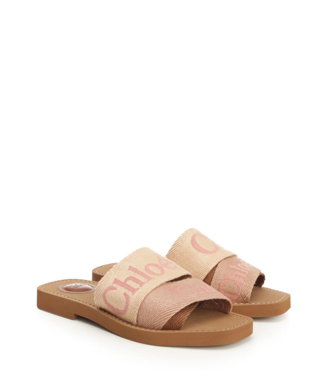 CHLOE Розовые текстильные шлепанцы, фото 2