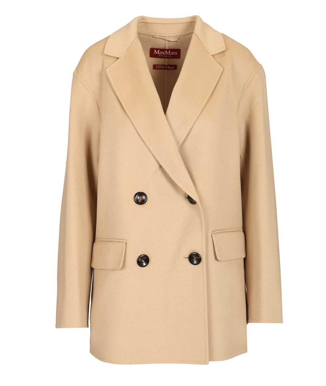 MAX MARA STUDIO Бежевое шерстяное пальто, фото 1