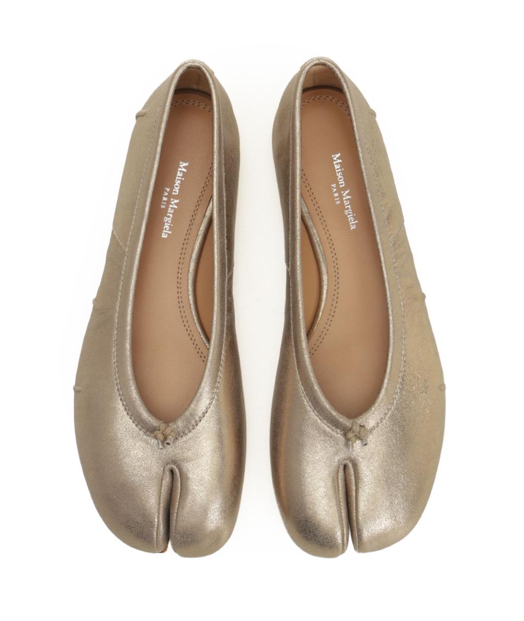 MAISON MARGIELA Золотые кожаные балетки, фото 5
