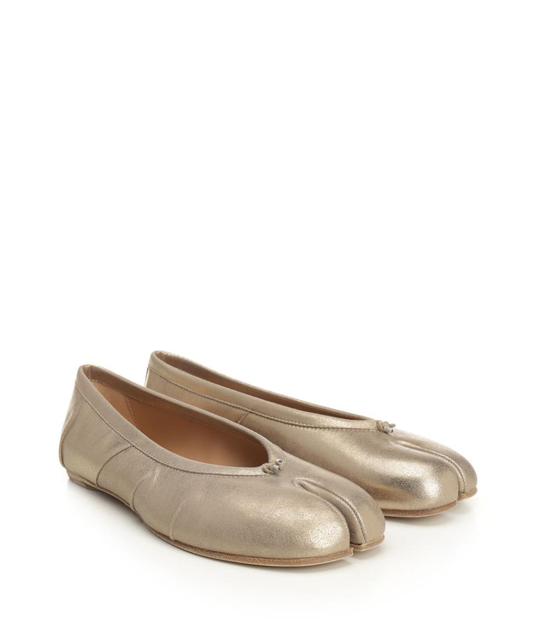 MAISON MARGIELA Золотые кожаные балетки, фото 2