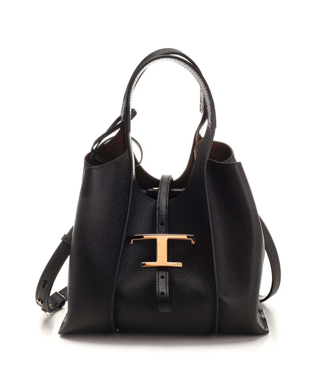 TOD'S Черная кожаная сумка тоут, фото 1