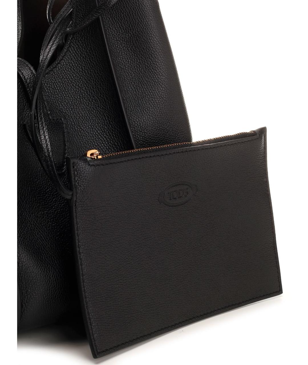 TOD'S Черная кожаная сумка тоут, фото 4