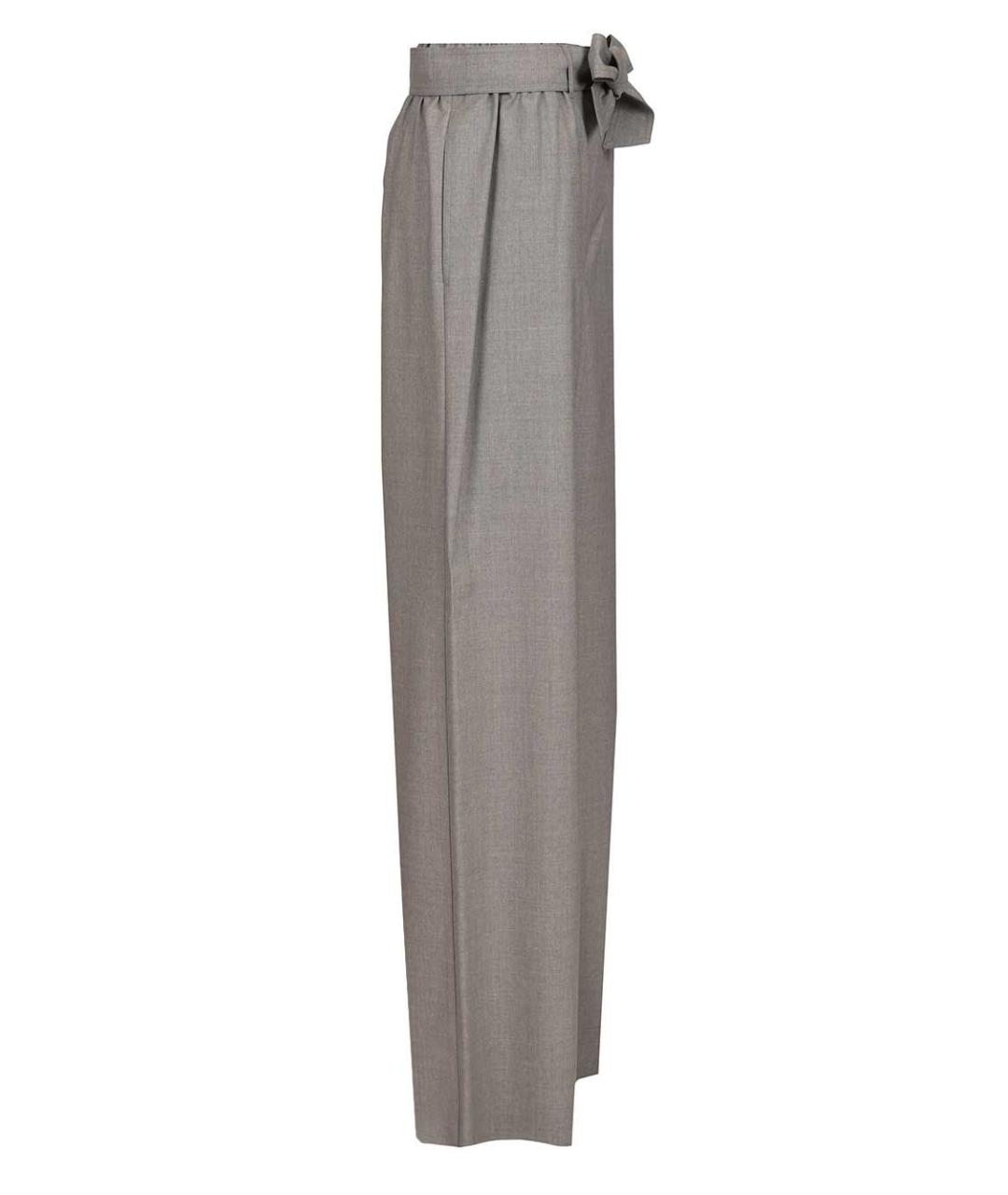 MAX MARA Серые шерстяные прямые брюки, фото 3