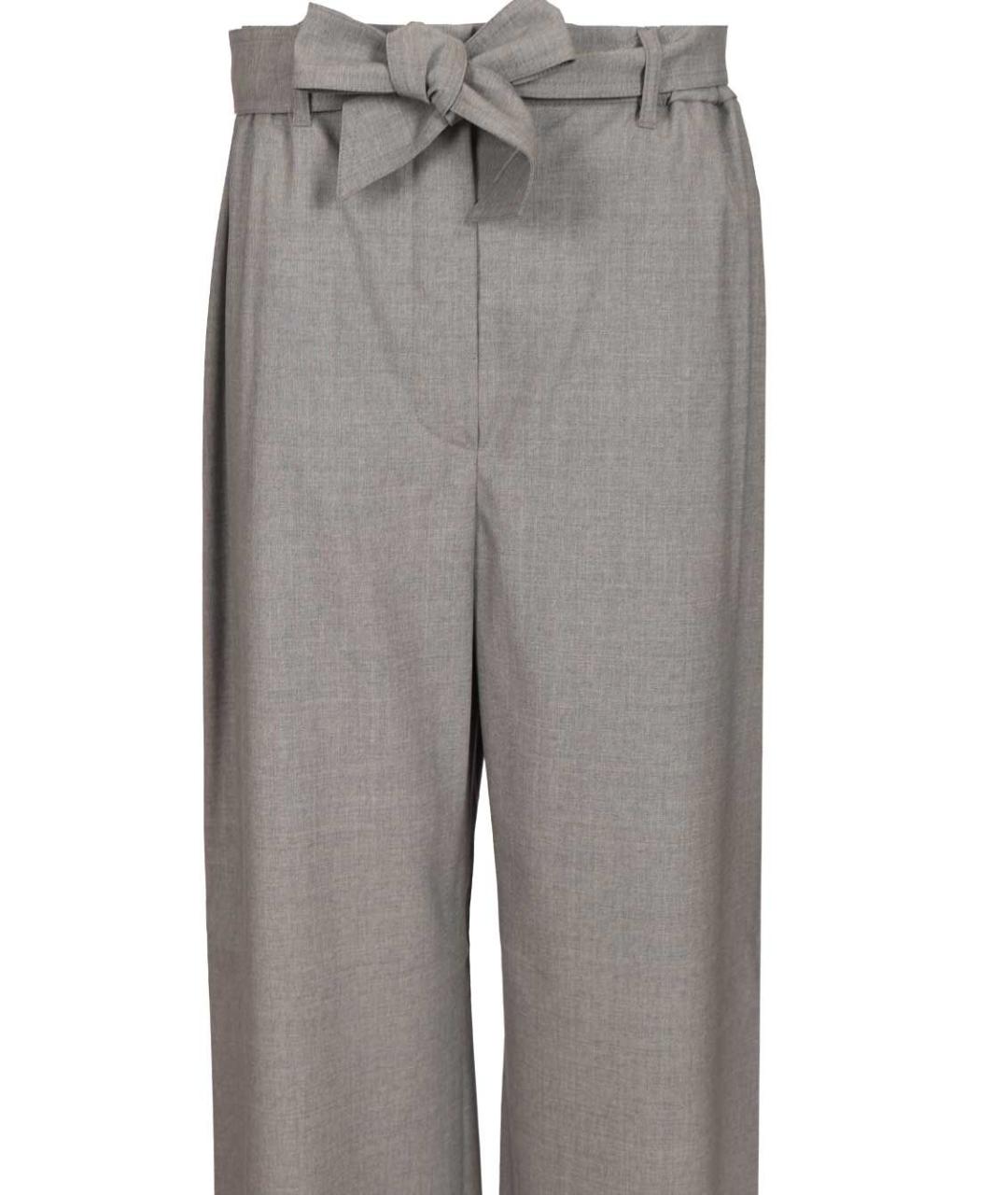 MAX MARA Серые шерстяные прямые брюки, фото 4