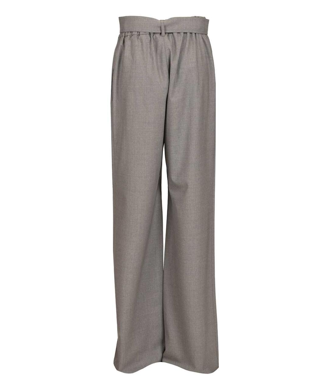 MAX MARA Серые шерстяные прямые брюки, фото 2