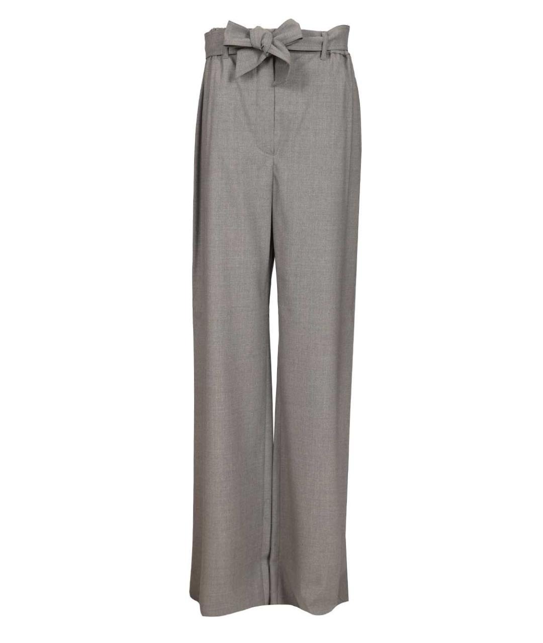 MAX MARA Серые шерстяные прямые брюки, фото 1