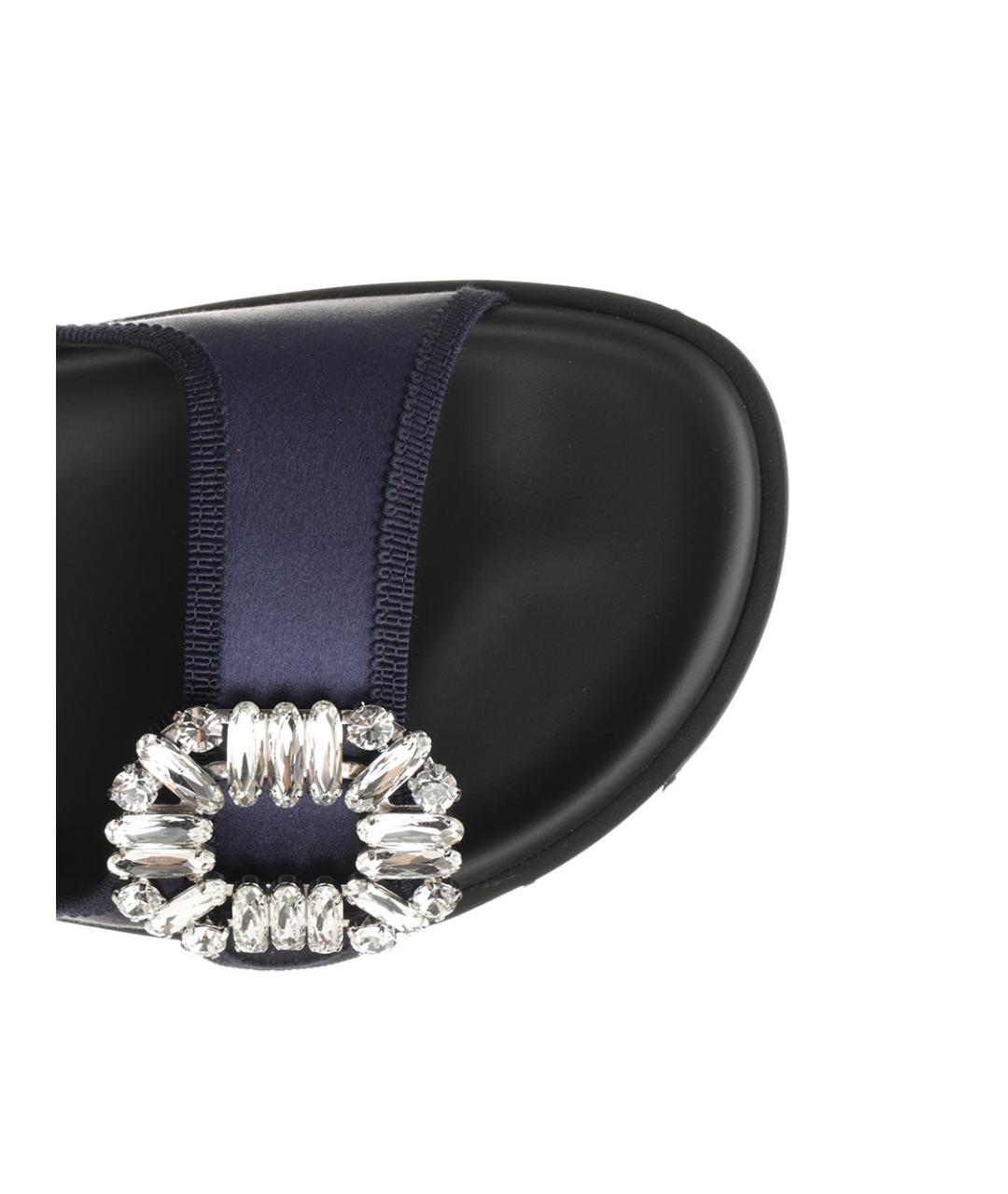 ROGER VIVIER Синие текстильные сандалии, фото 4