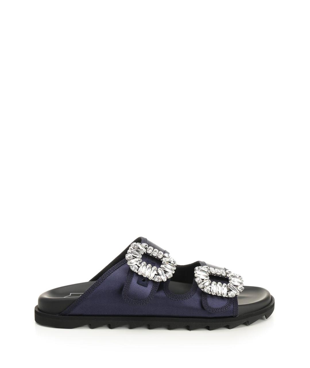 ROGER VIVIER Синие текстильные сандалии, фото 1