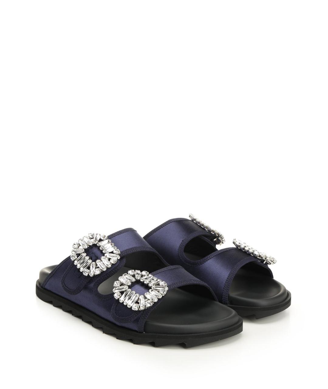 ROGER VIVIER Синие текстильные сандалии, фото 2