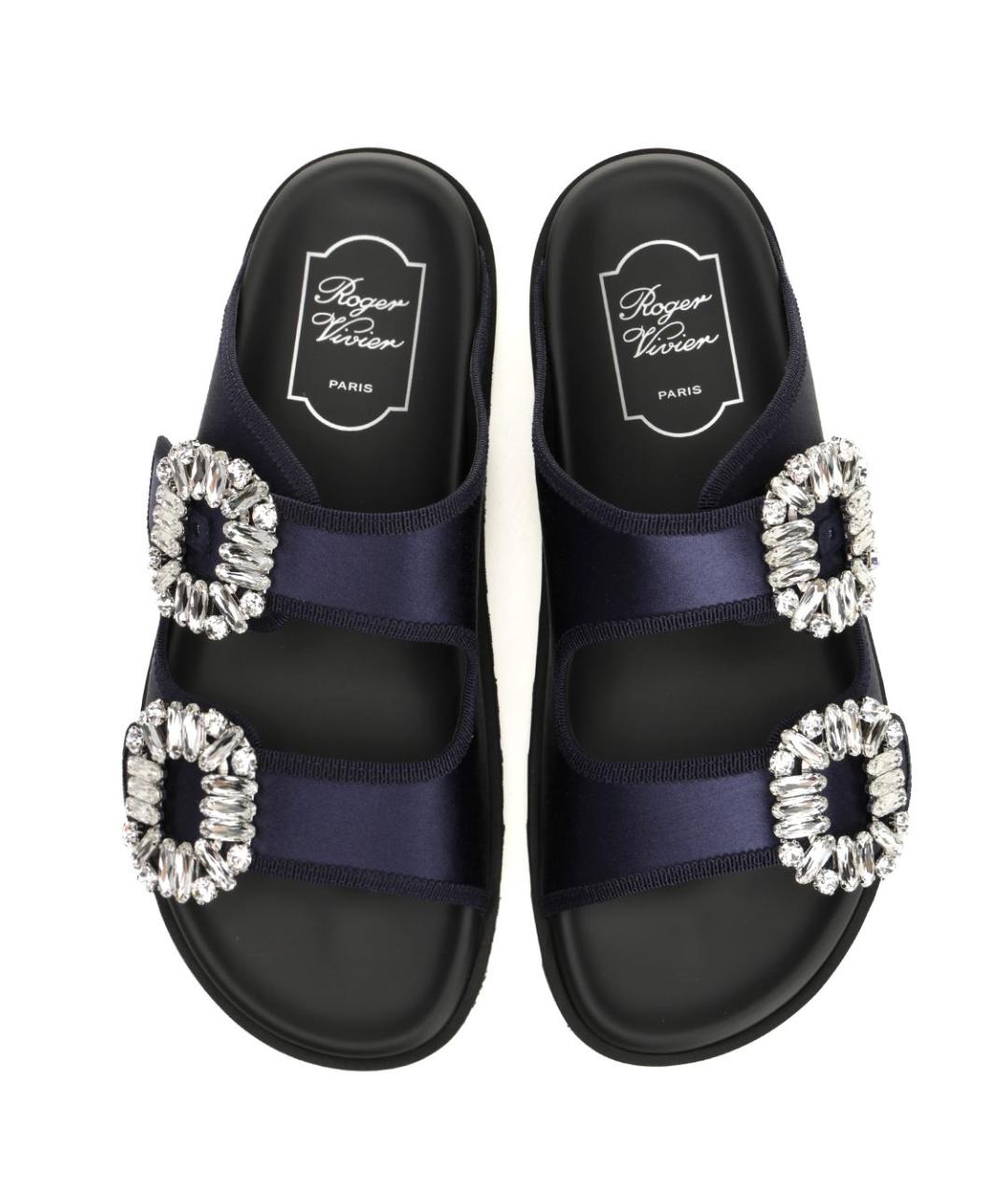 ROGER VIVIER Синие текстильные сандалии, фото 5