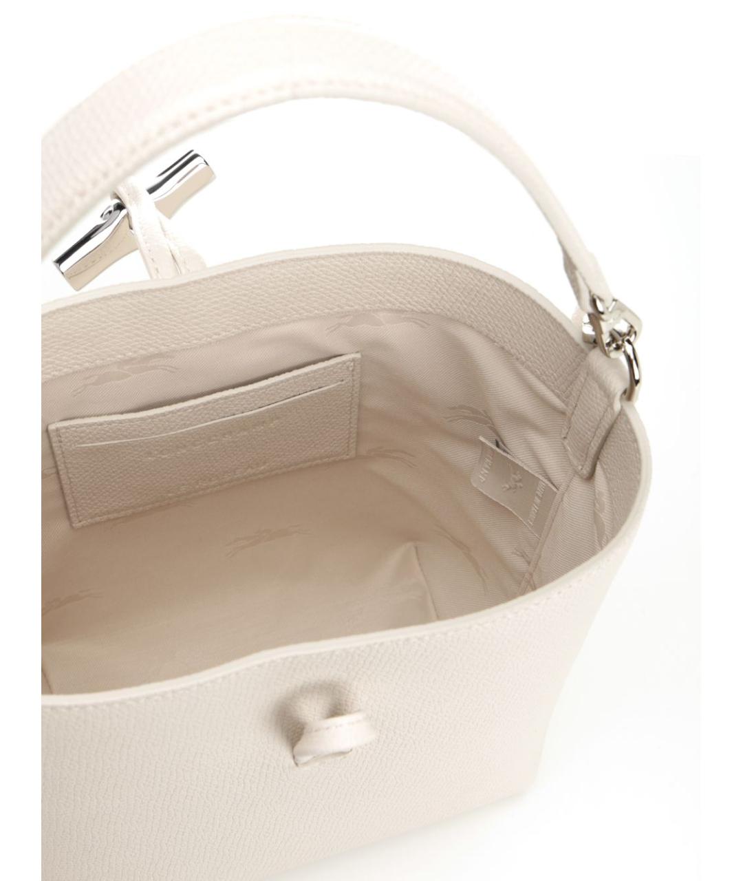 LONGCHAMP Белая кожаная сумка с короткими ручками, фото 4