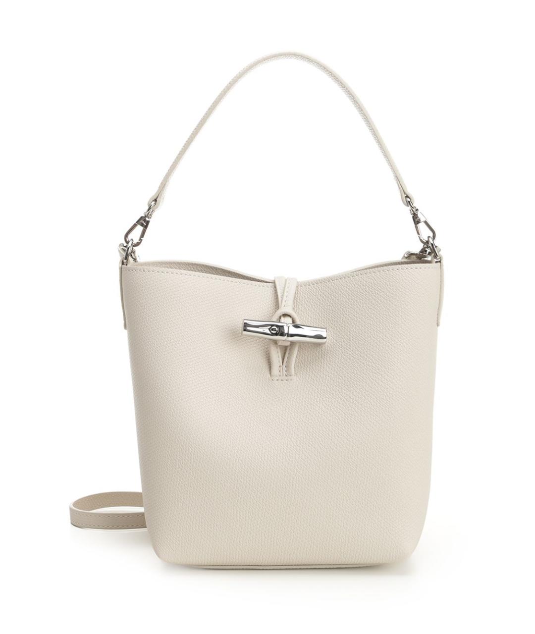 LONGCHAMP Белая кожаная сумка с короткими ручками, фото 1