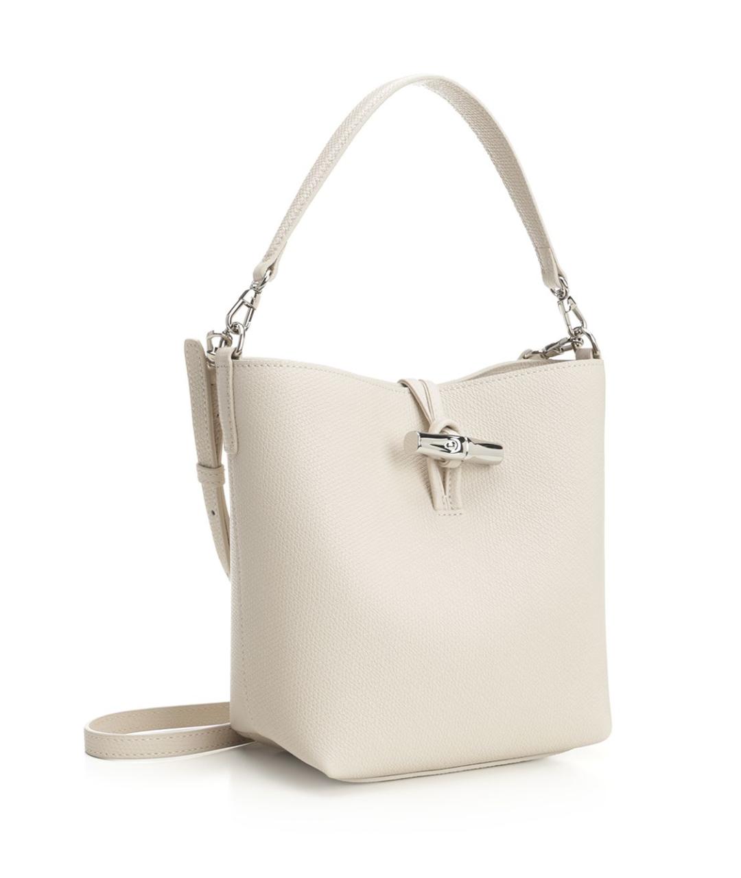 LONGCHAMP Белая кожаная сумка с короткими ручками, фото 2