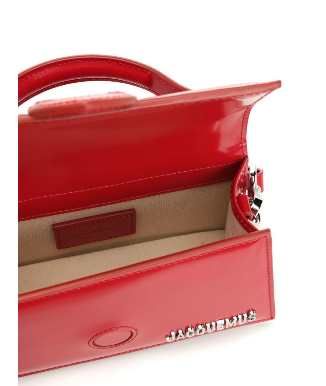 JACQUEMUS Красная кожаная сумка с короткими ручками, фото 4