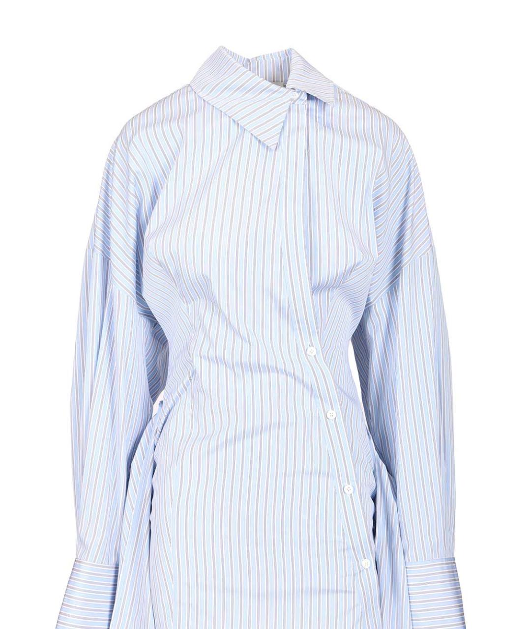 THE ATTICO Голубое хлопковое коктейльное платье, фото 4