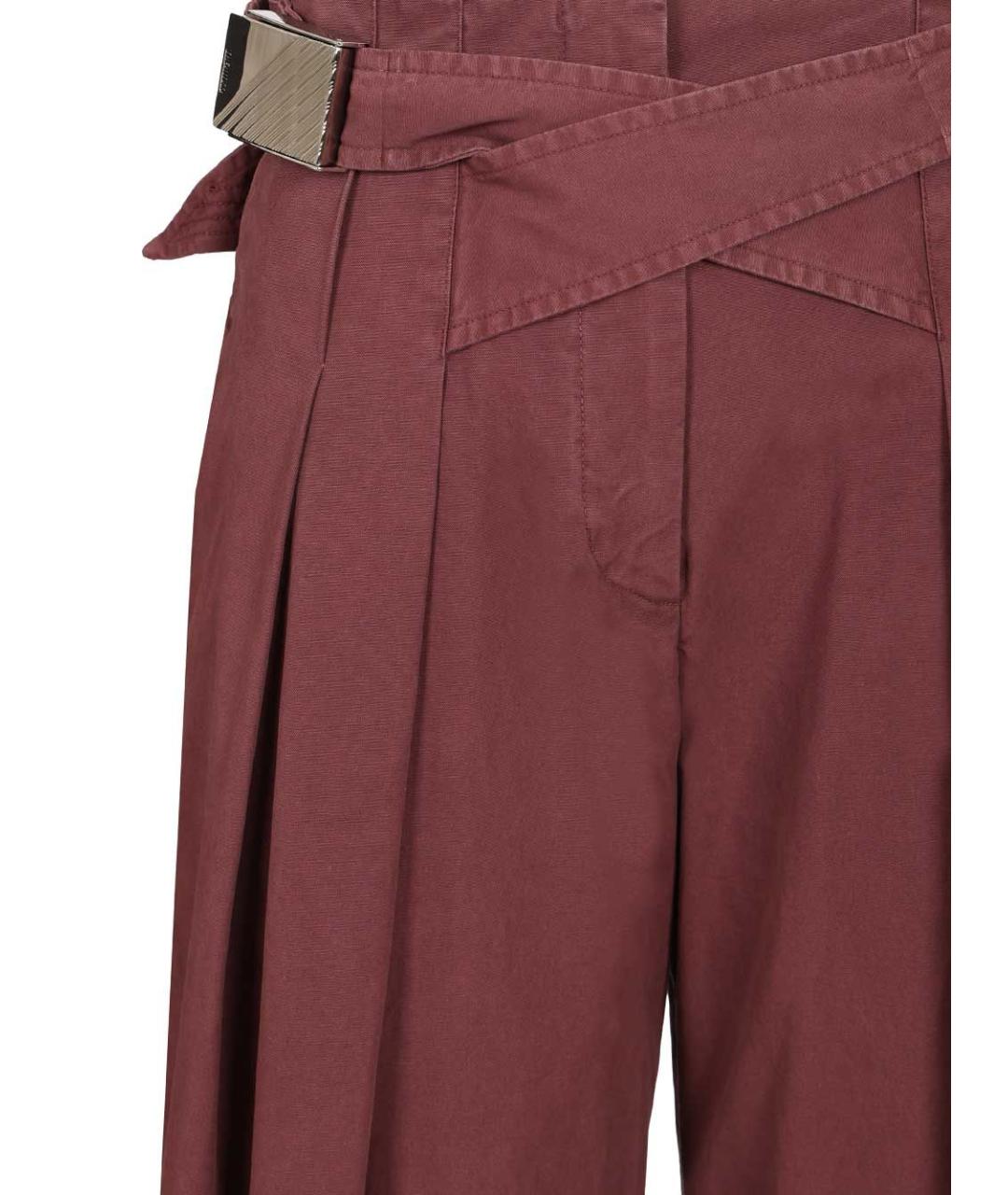 THE ATTICO Бордовые хлопковые прямые брюки, фото 4