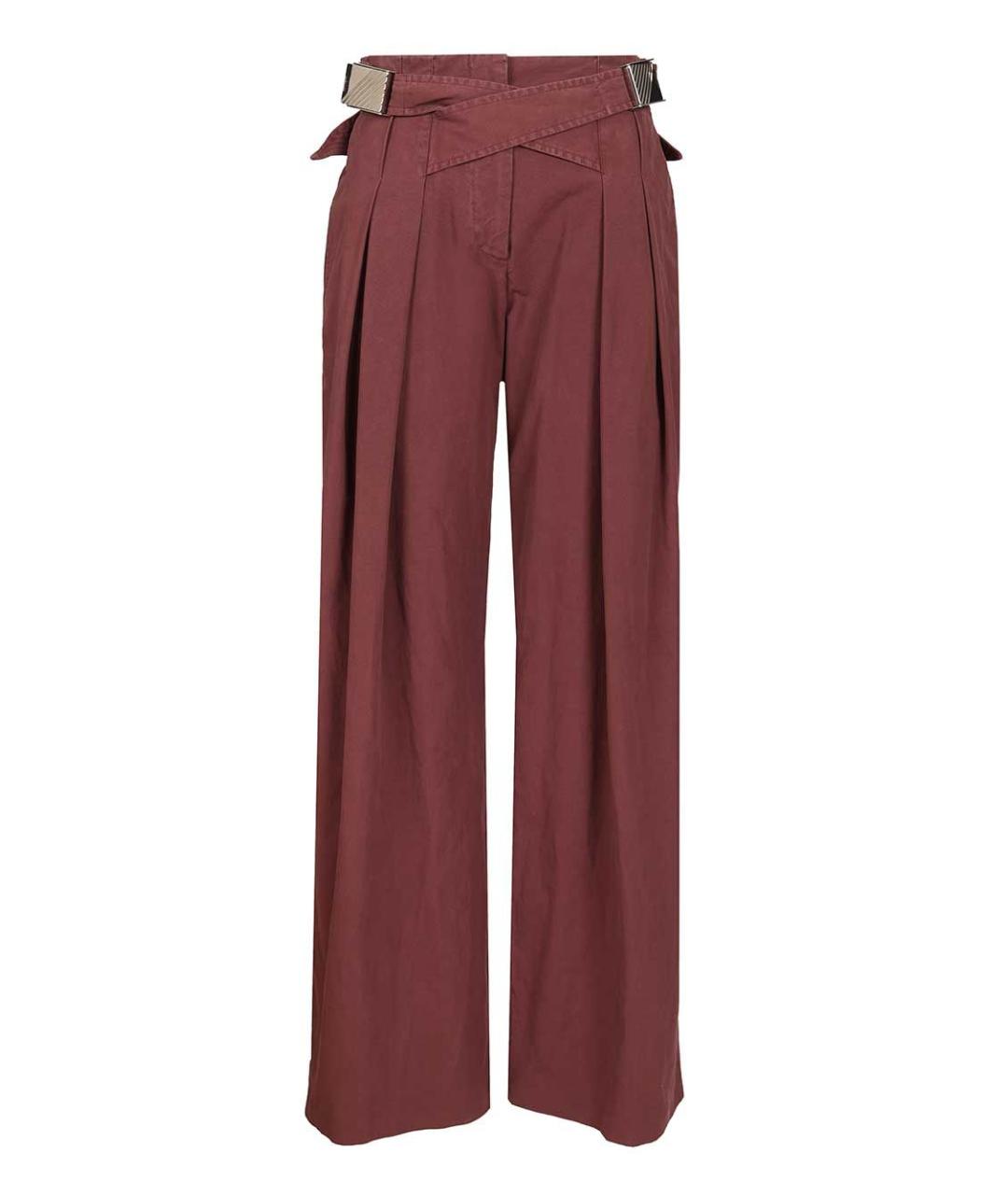 THE ATTICO Бордовые хлопковые прямые брюки, фото 1