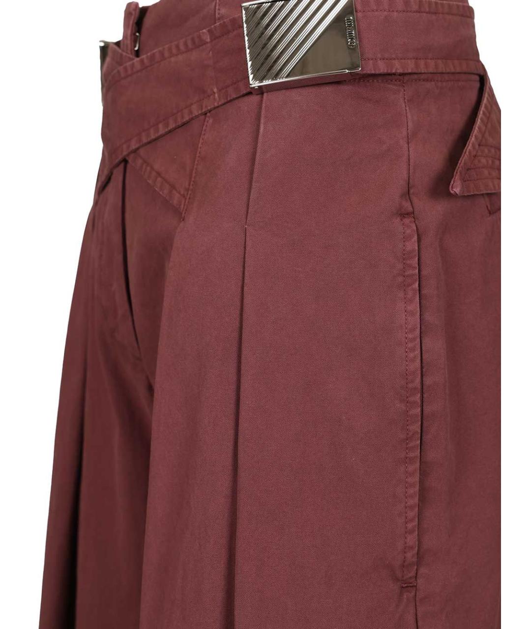 THE ATTICO Бордовые хлопковые прямые брюки, фото 5