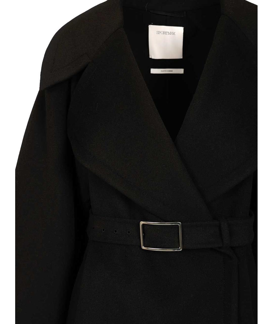SPORTMAX Черное шерстяное пальто, фото 4