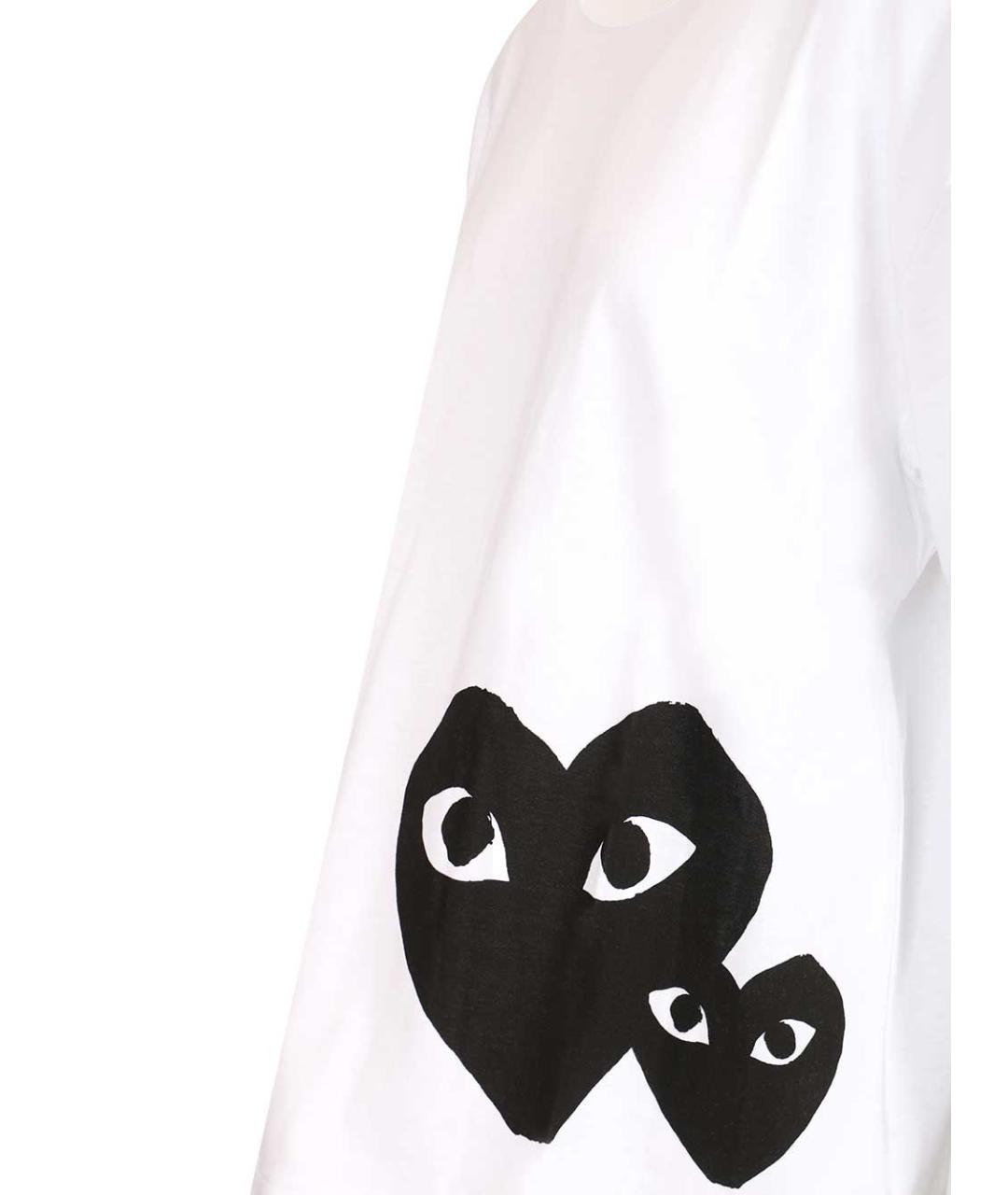 COMME DES GARÇONS PLAY Белая хлопковая футболка, фото 3