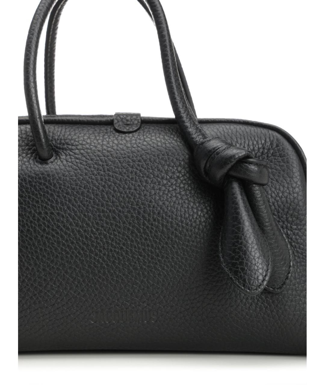 JACQUEMUS Черная кожаная сумка тоут, фото 5