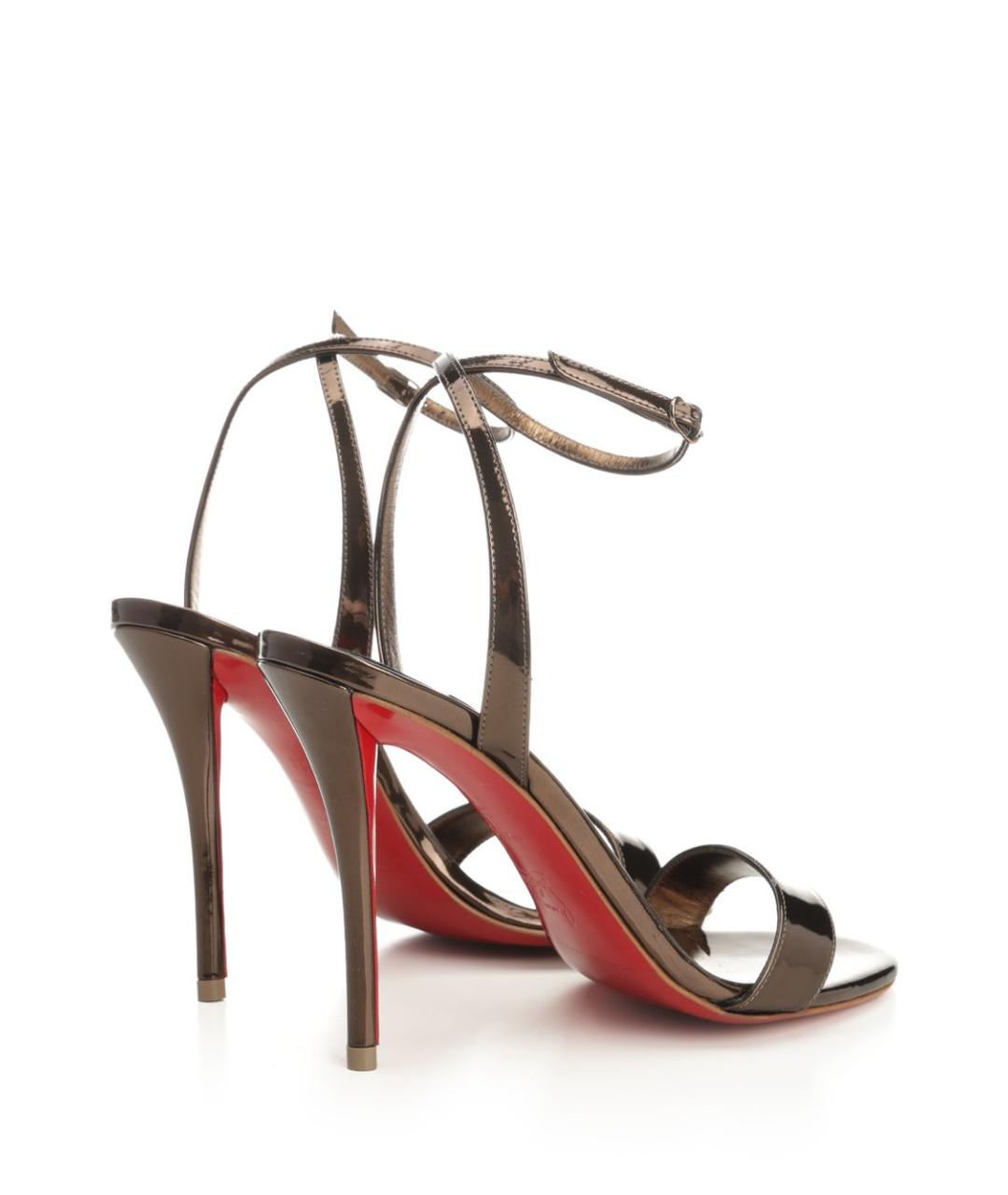 CHRISTIAN LOUBOUTIN Коричневые кожаные босоножки, фото 3