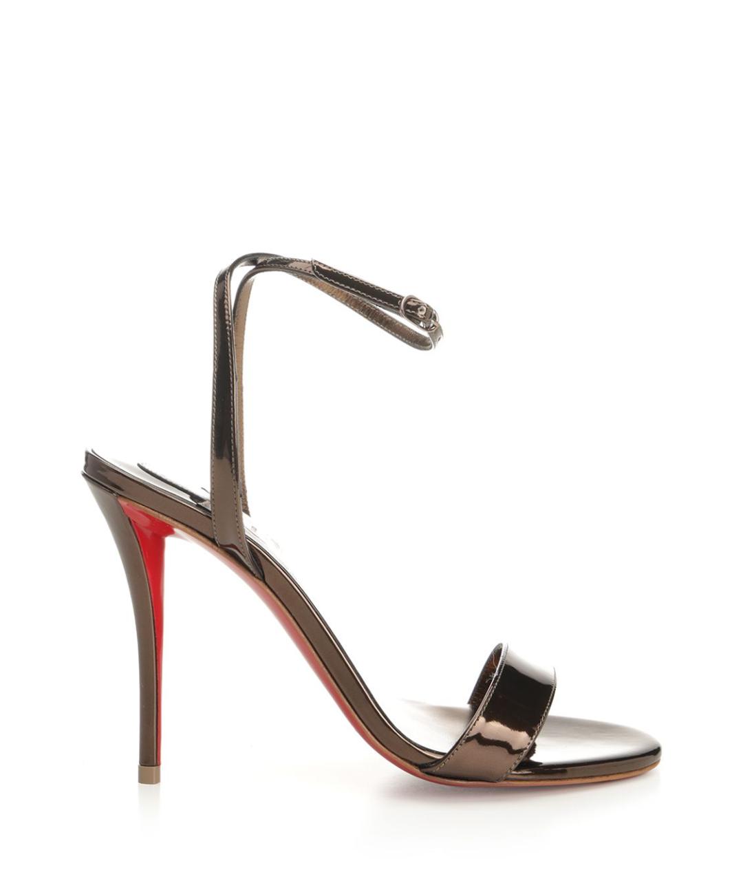 CHRISTIAN LOUBOUTIN Коричневые кожаные босоножки, фото 1