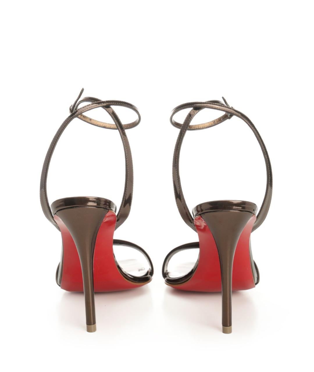 CHRISTIAN LOUBOUTIN Коричневые кожаные босоножки, фото 6