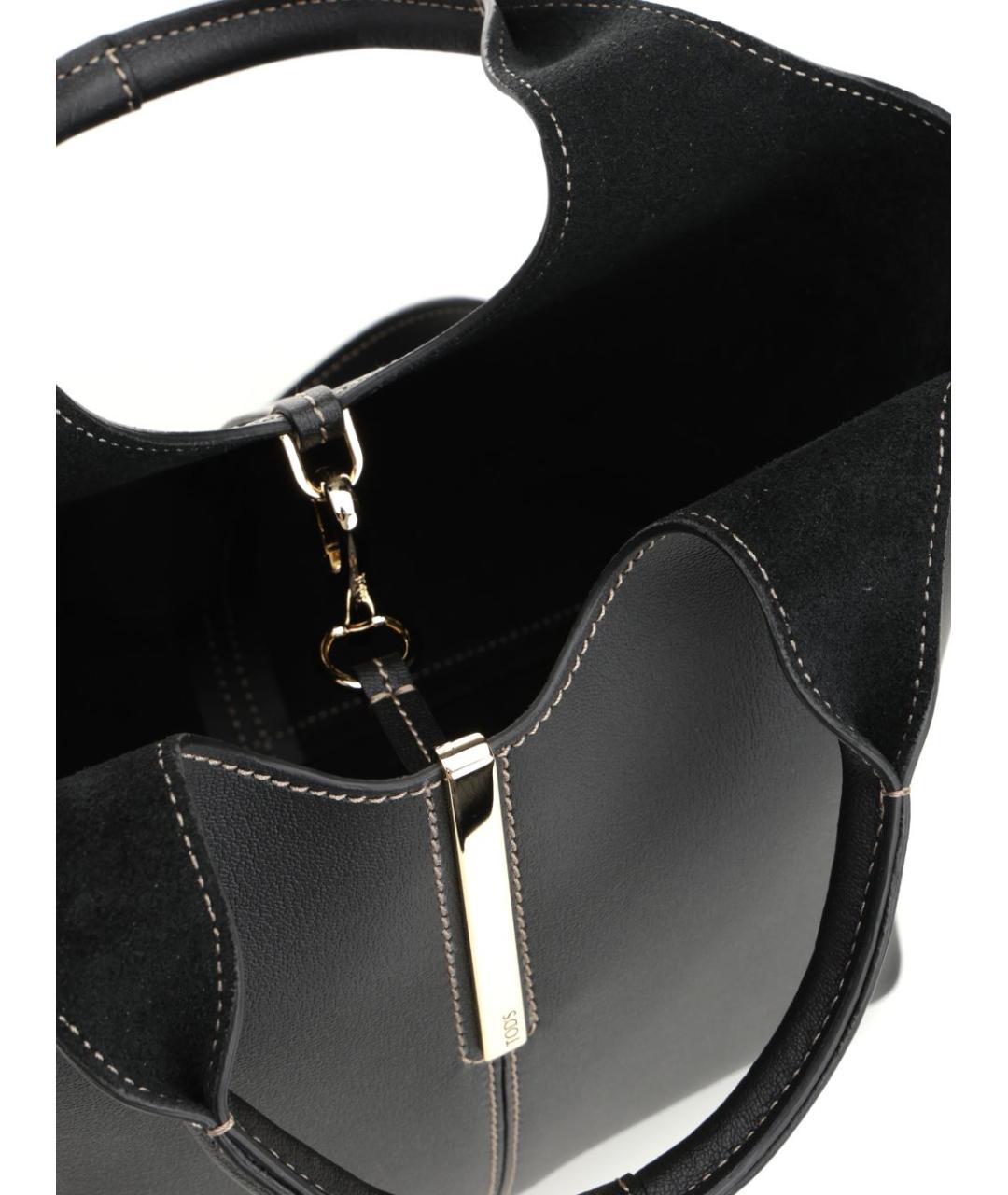 TOD'S Черная кожаная сумка тоут, фото 4