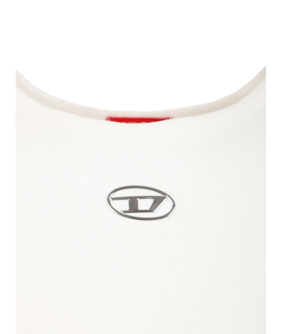 DIESEL Белая хлопко-эластановая футболка, фото 3