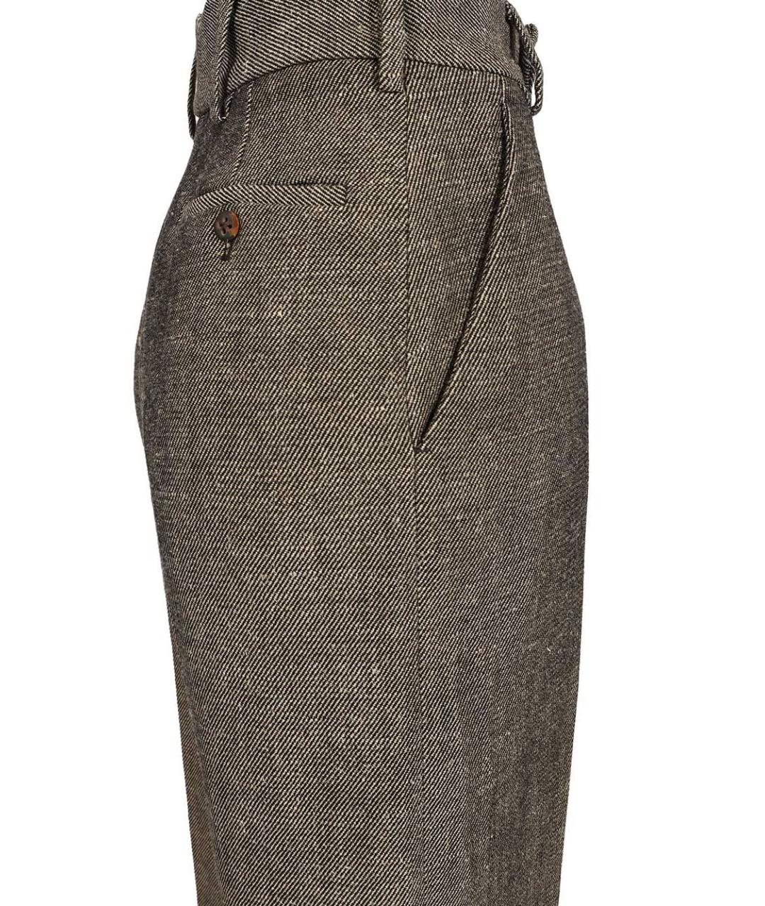VIVIENNE WESTWOOD Коричневые льняные прямые брюки, фото 4