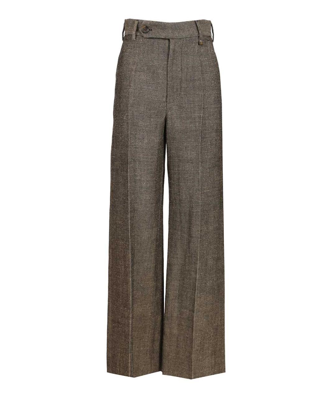 VIVIENNE WESTWOOD Коричневые льняные прямые брюки, фото 1