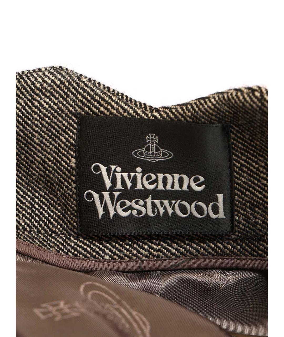 VIVIENNE WESTWOOD Коричневые льняные прямые брюки, фото 7