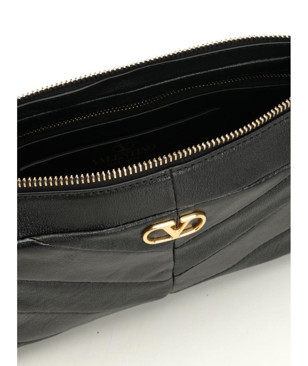 VALENTINO Черная кожаная сумка через плечо, фото 4
