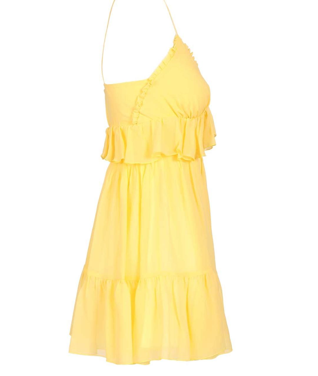 RAQUEL DINIZ Желтое шелковое коктейльное платье, фото 3