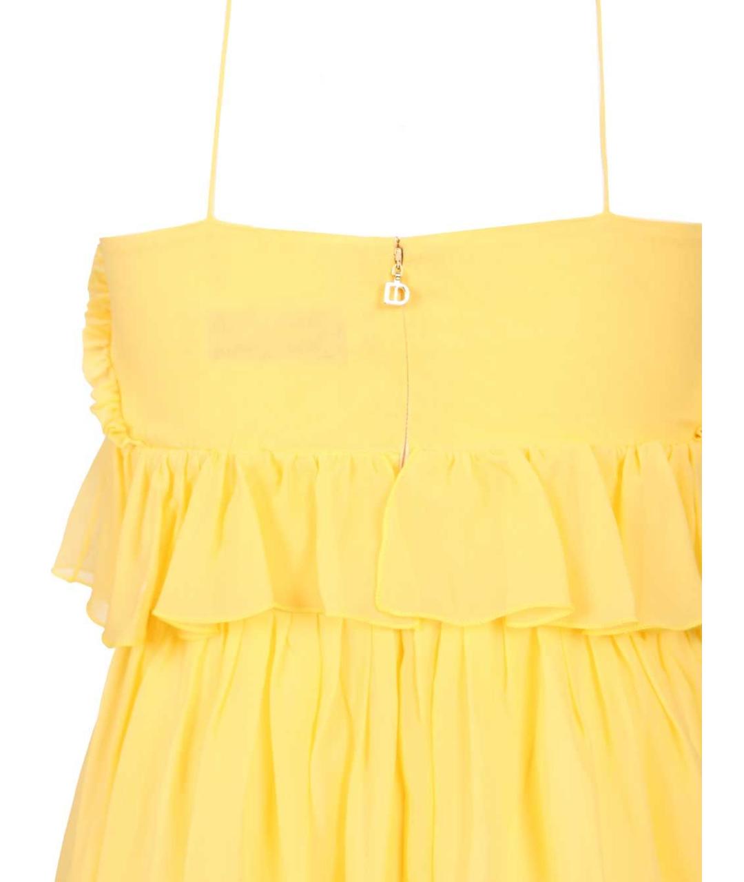 RAQUEL DINIZ Желтое шелковое коктейльное платье, фото 5
