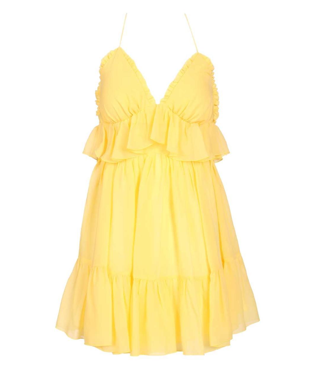RAQUEL DINIZ Желтое шелковое коктейльное платье, фото 1