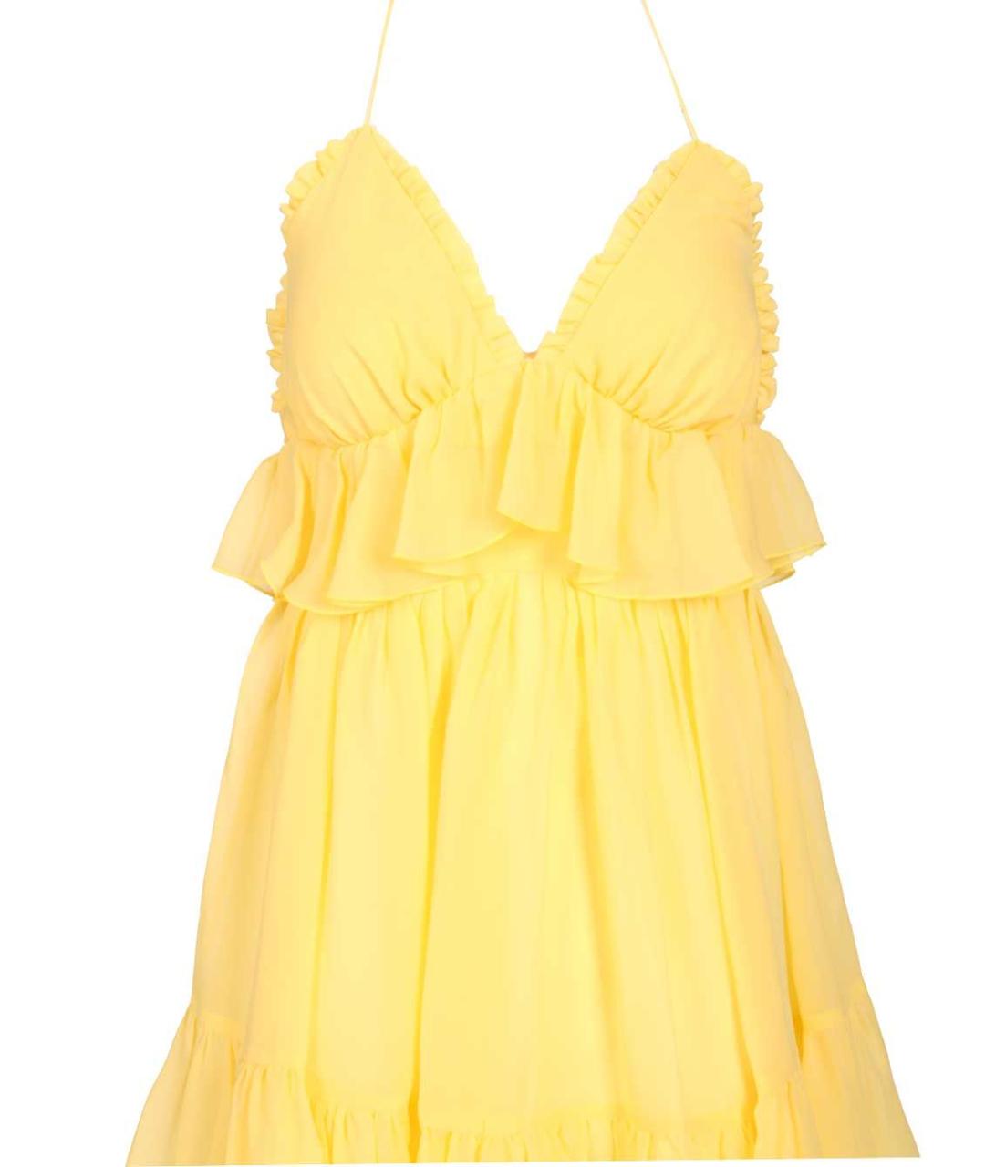 RAQUEL DINIZ Желтое шелковое коктейльное платье, фото 4