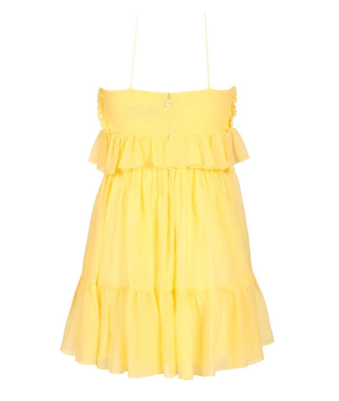 RAQUEL DINIZ Желтое шелковое коктейльное платье, фото 2