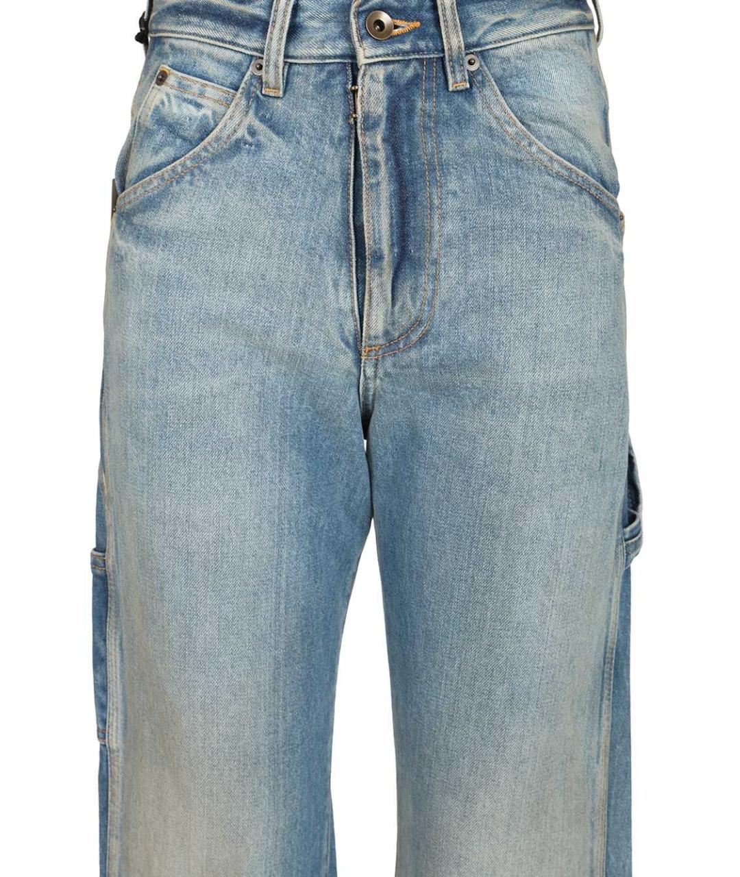 MAISON MARGIELA Голубые хлопковые прямые джинсы, фото 3