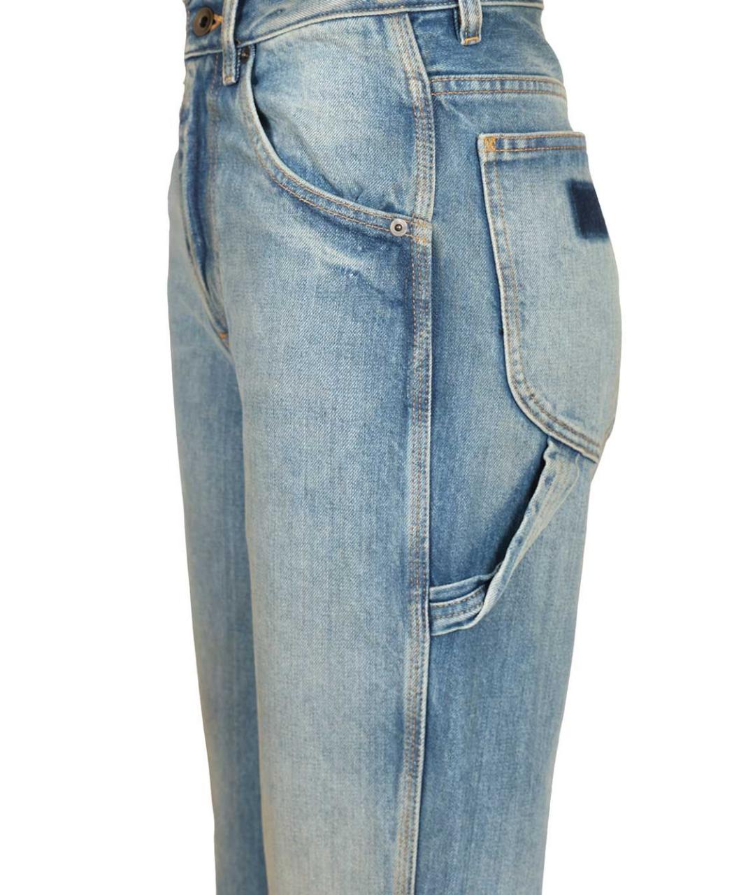 MAISON MARGIELA Голубые хлопковые прямые джинсы, фото 4