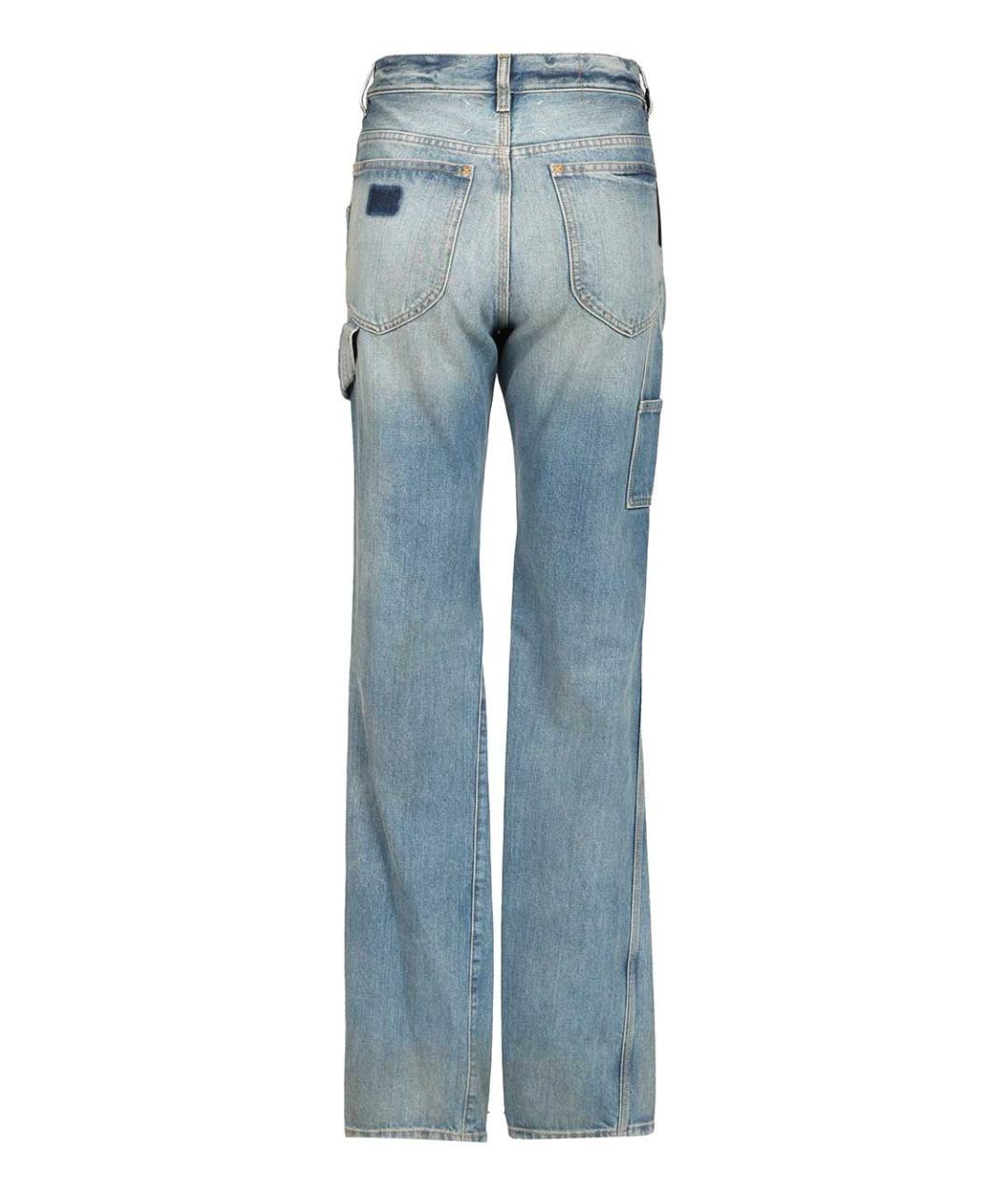 MAISON MARGIELA Голубые хлопковые прямые джинсы, фото 2