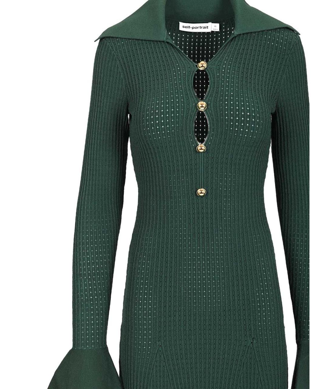 SELF-PORTRAIT Зеленые вискозное повседневное платье, фото 4