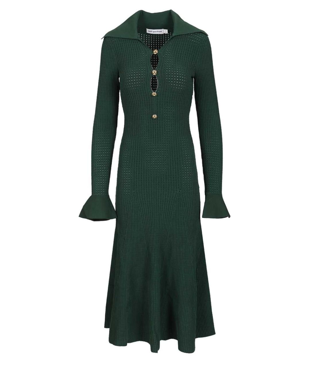SELF-PORTRAIT Зеленые вискозное повседневное платье, фото 1