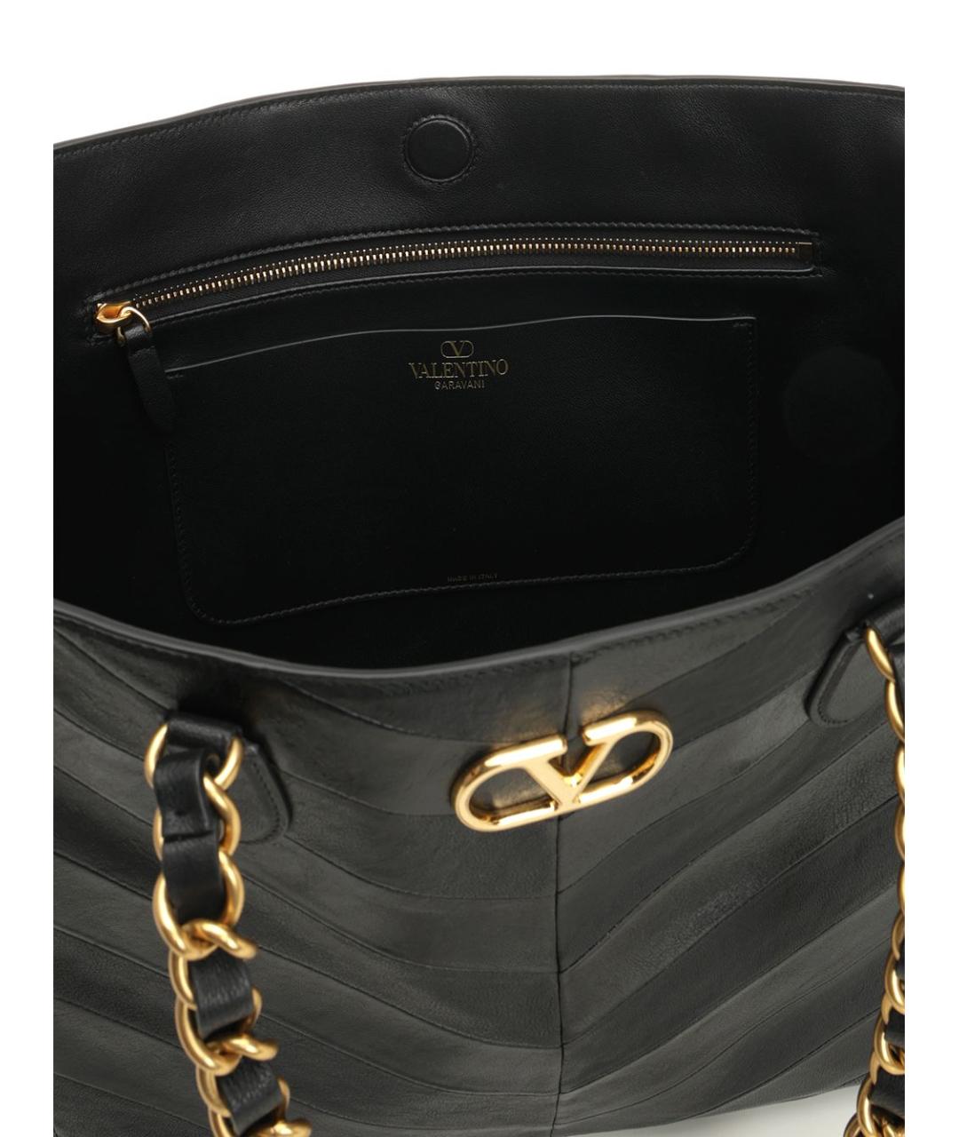 VALENTINO Черная кожаная сумка тоут, фото 4