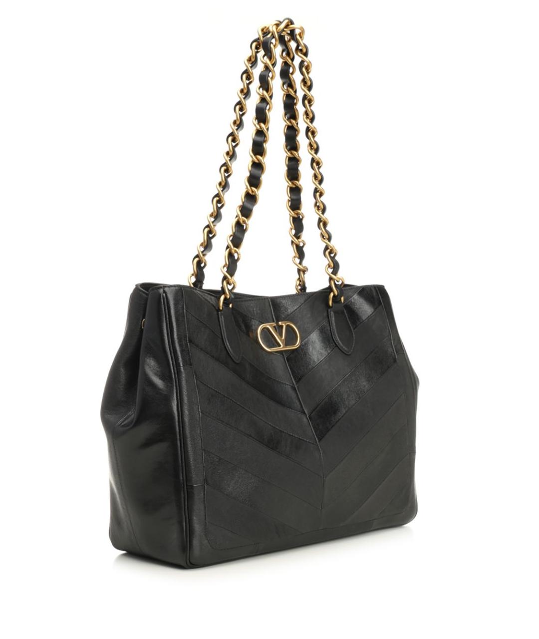 VALENTINO Черная кожаная сумка тоут, фото 2